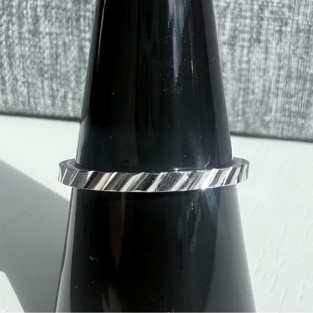 Sterling Silver Diamond Cut Textured Thin Stacking Band Ring
